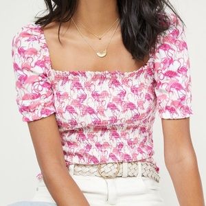 Smocked puff sleeve top